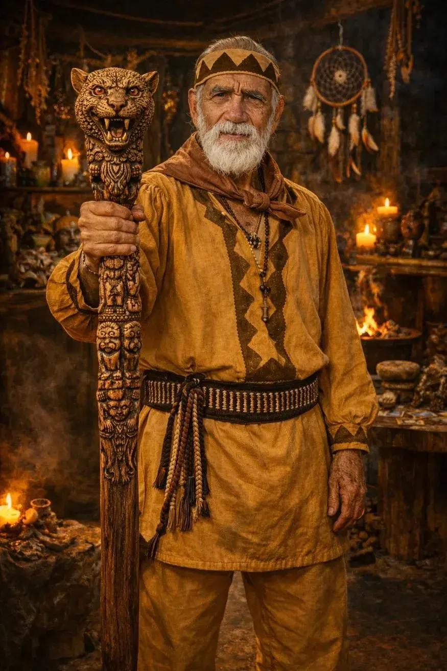 Don Jacinto Nahual brujo curandero de Catemaco atendiendo consultas espirituales en Los Ángeles California