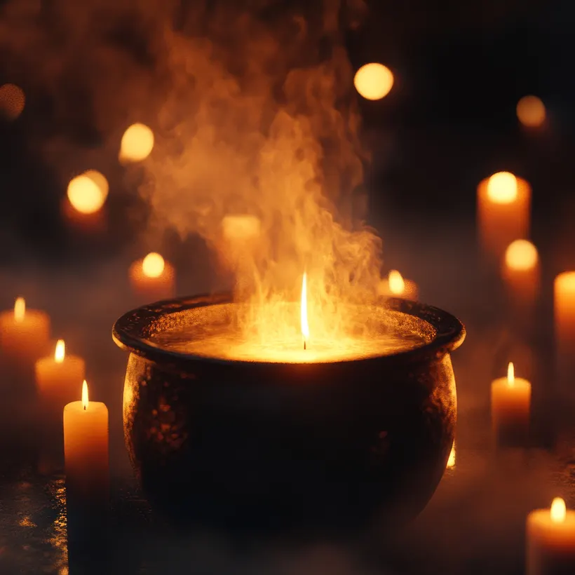 Ritual de fuego con caldero y velas para liberar el daño puesto y la mala suerte, tradición de Catemaco, Don Jacinto Nahual Los Ángeles